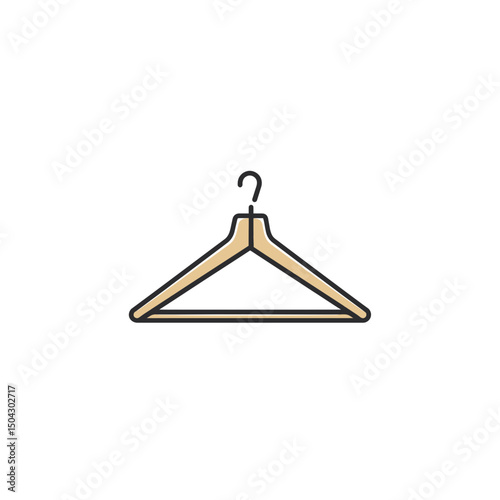 Clothes hanger hangs against seamless white backdrop simply