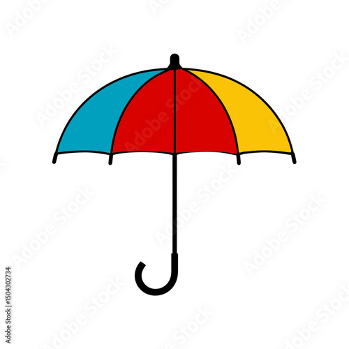 Colorful umbrella protects against rain in simple illustration