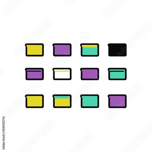 Colorful boxes appear assorted minimalist graphic design