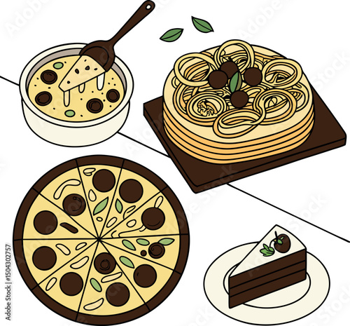 vector illustration of a set of sweets