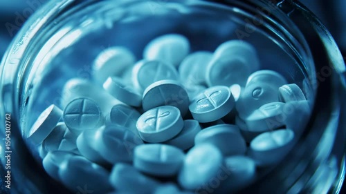 Pharmaceutical pills in glass jar cinematic video
