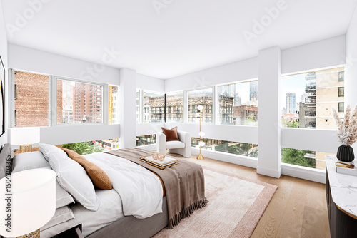 Fotografie Contemporary interior design of a master bedroom