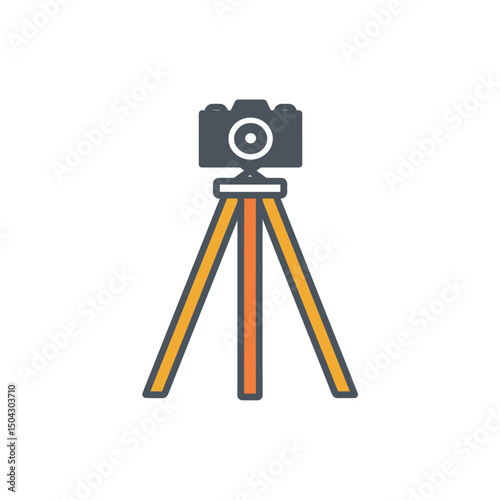 Camera rests tripod shooting isolated simple background