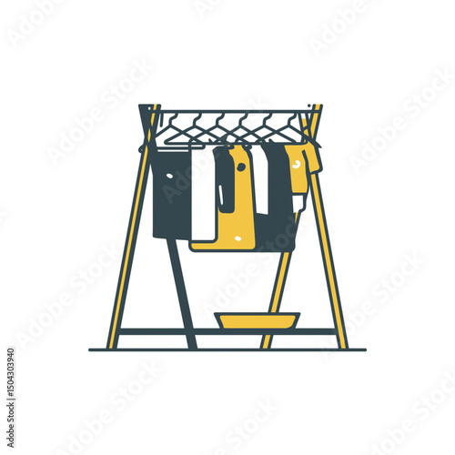 Clothes dry hanging on rack indoors minimalist design