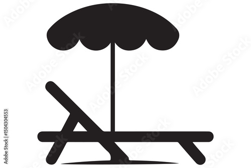 Beach chair silhouette with umbrella icon vector illustration
