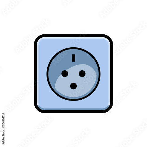 Outlet illustration provides connection in indoor light blue setting