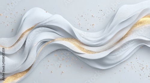 Flowing white fabric with gold accents