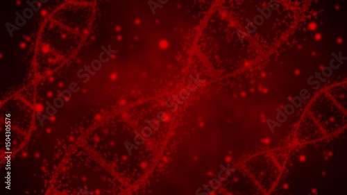 Abstract DNA concept animation, DNA molecule with modified genes on background