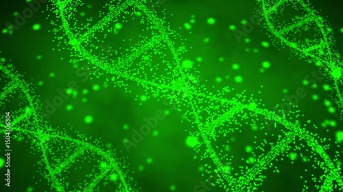 Abstract DNA concept animation, DNA molecule with modified genes on background