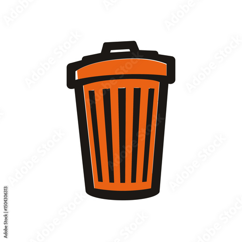 Orange trashcan symbol sits isolated representing disposal icon
