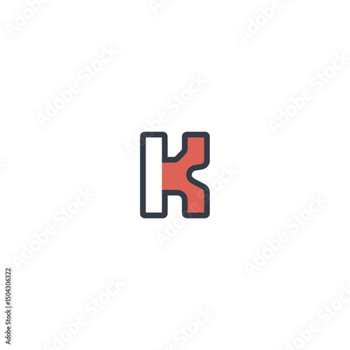 Stylized letter forms a logo against white simple backdrop