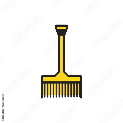 Yellow broom sweeps surface in home indoor cleanup icon