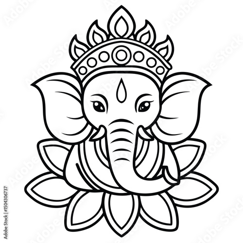 Ganesha illustration traditional Hindu art illustration. ganesha, elephant, god, hindu, art, illustration.