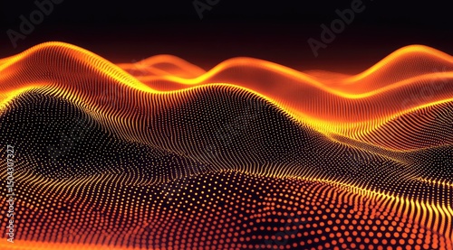 Abstract fiery landscape of glowing particles