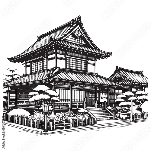 Japanese traditional house illustration vector image