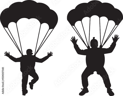 Skydiving silhouettes parachuting adventure extreme sports