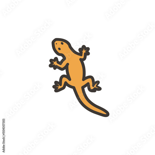 Orange lizard crawls isolated graphic vector design