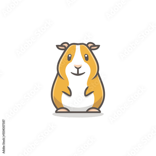 Cartoon guinea pig smiles cutely on white backdrop vector