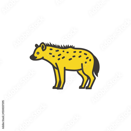 Stylized hyena stands outlined vector illustration background simple