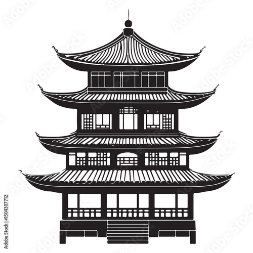 Japanese traditional house illustration vector image