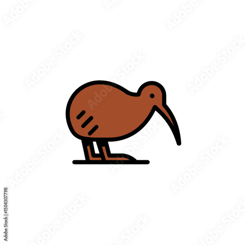 Kiwi bird stands alone graphic brown vector design simple background