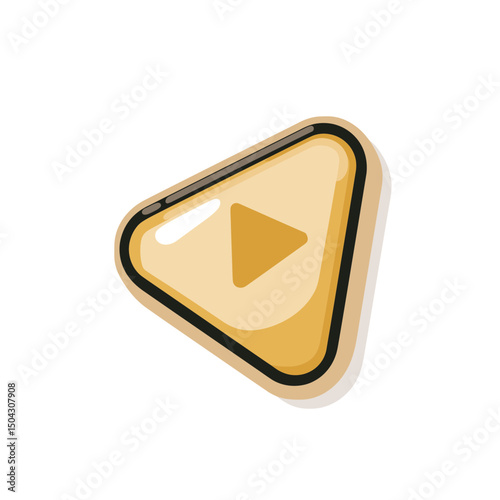Glossy play button activates playback isolated on white background