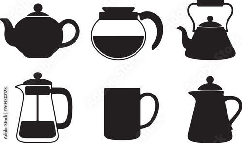 Black silhouettes of coffee and tea makers