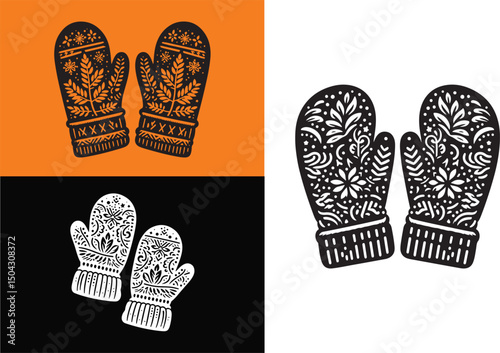 Collection of Mitten Icons in Various Styles for Winter and Holiday Designs