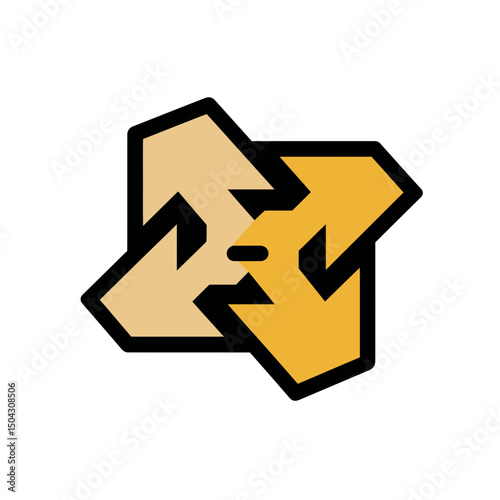 Arrows circulate rotating directions showing connectivity isolated design