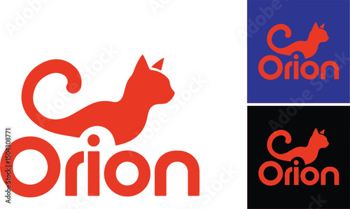 Minimalist Orion Cat Logo Design on variant Background for Logo.eps