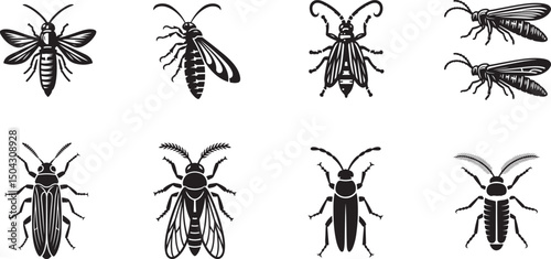 Sugarcane Borer Icon Set Agricultural Pest Illustration for Infographics and Design