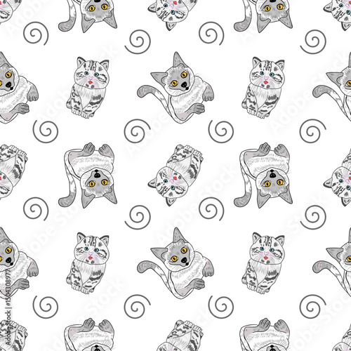 Cat pattern on white isolated background