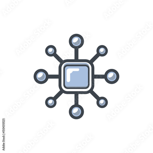 Centralized network connects devices globally in abstract setting