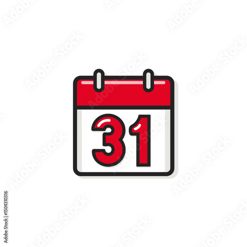 Red calendar displays number date event reminder graphic flat