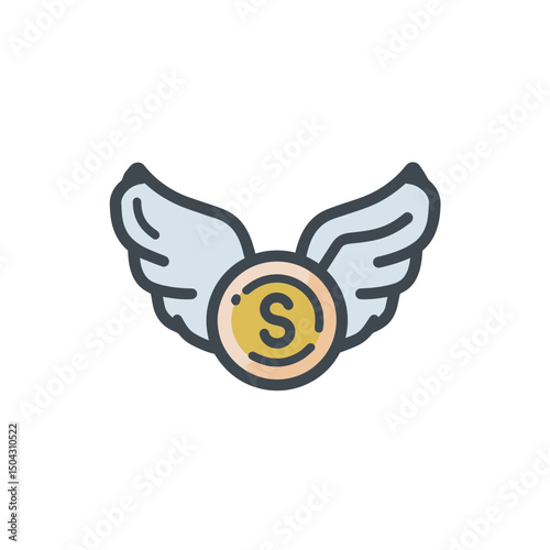 Flying coin soars high symbolizing success economy finance