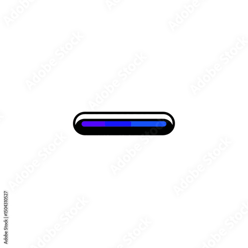 Illuminated capsule glows vibrant blue on white simple background