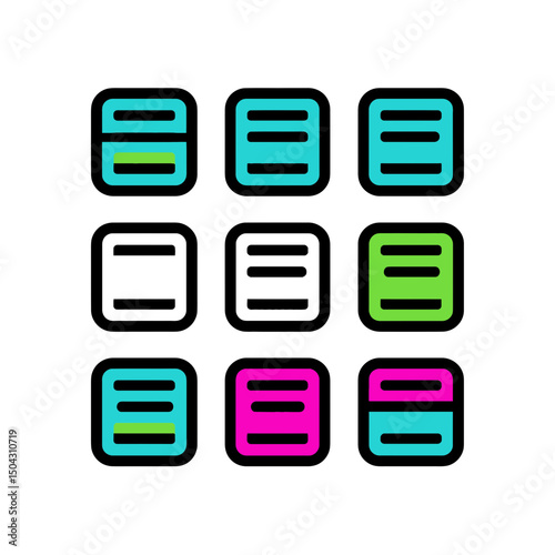 Colorful documents display options in digital design layout