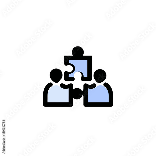 Teamwork connects puzzle flat simple on white background cooperation