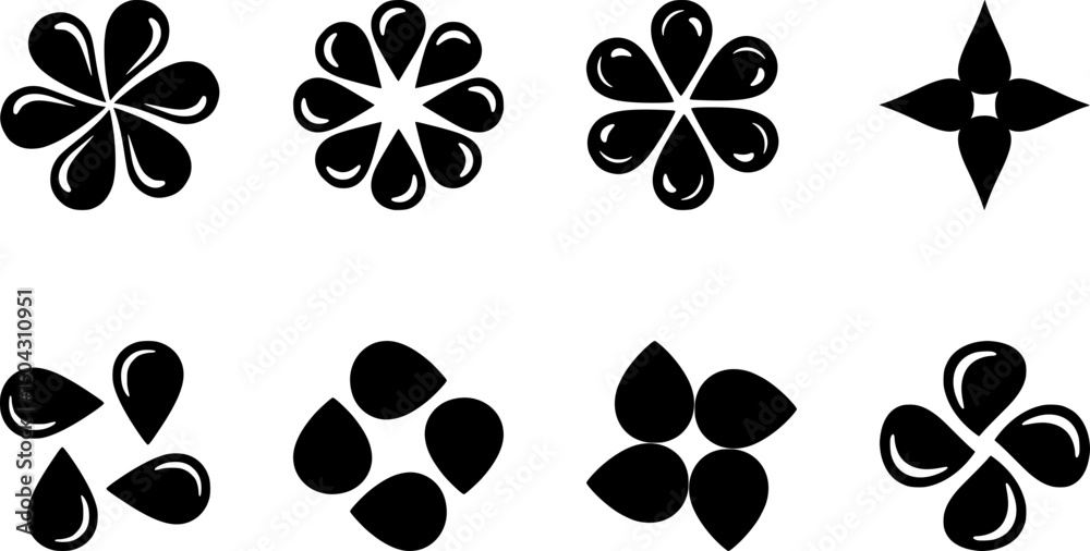 Fototapeta premium set of black and white flowers