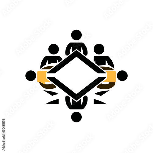 People silhouette discuss strategy corporate office abstract