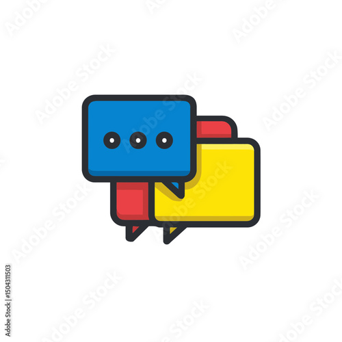 Colorful chat bubbles interact communication design plain background