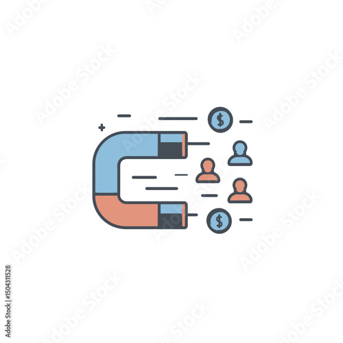 Magnet attracts customers acquiring conversion sales in business strategy