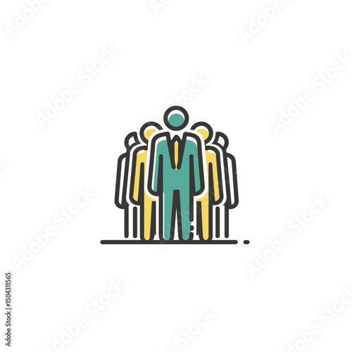 Teamleader guides team business success icon illustration