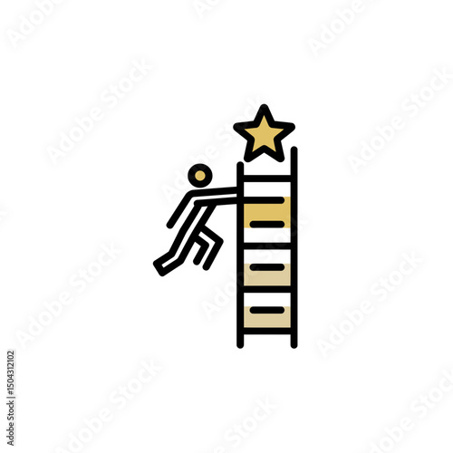 Figure climbs ladder reaching success destination achievement ambition