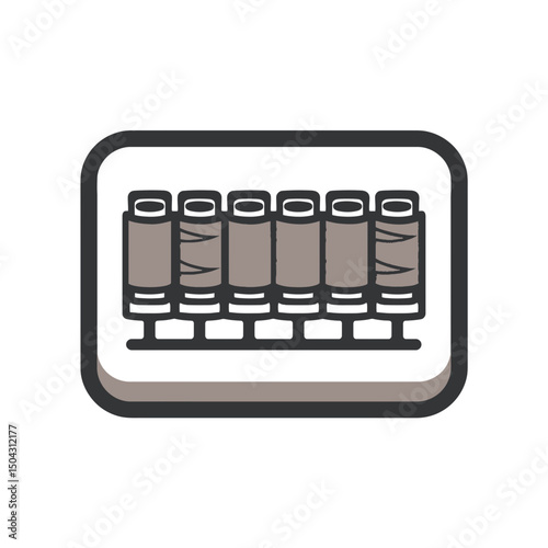 Colorful spools display thread array in compact frame icon