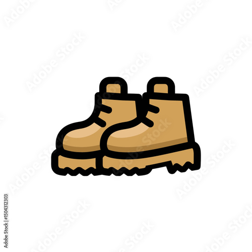 Hiking footwear icon showcases shoes on white backdrop background drawing