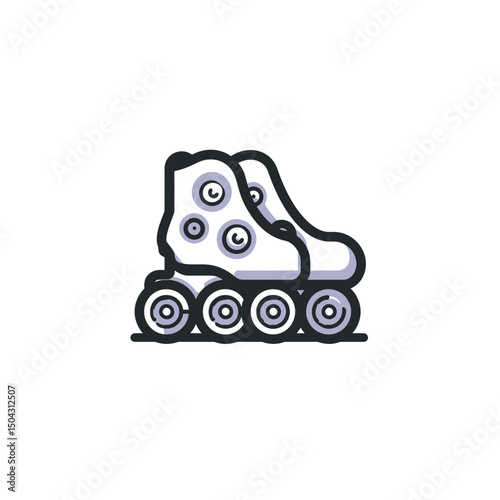 Iconic skates roll along smooth white background graphic