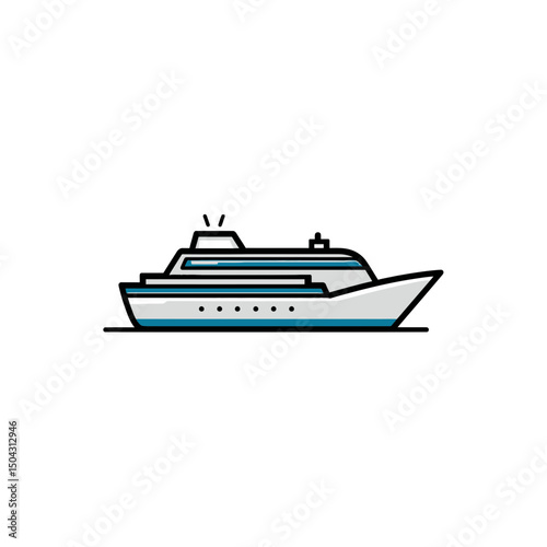 Cruise vessel floats silently on water calm transport simple