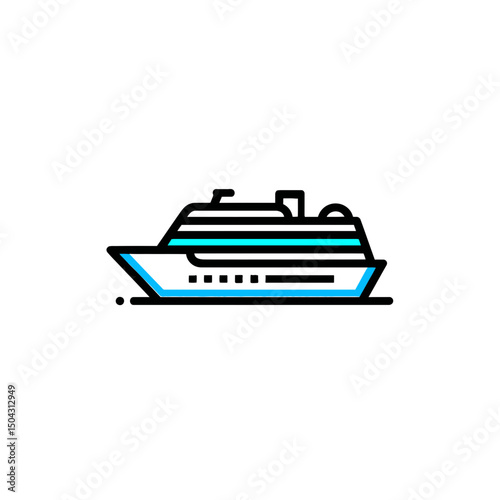 Cruise liner sails peacefully ocean waters maritime scenic trip