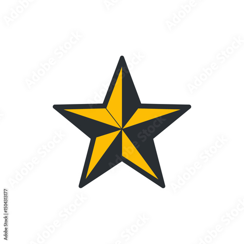 Golden star shines brightly on clean white backdrop design